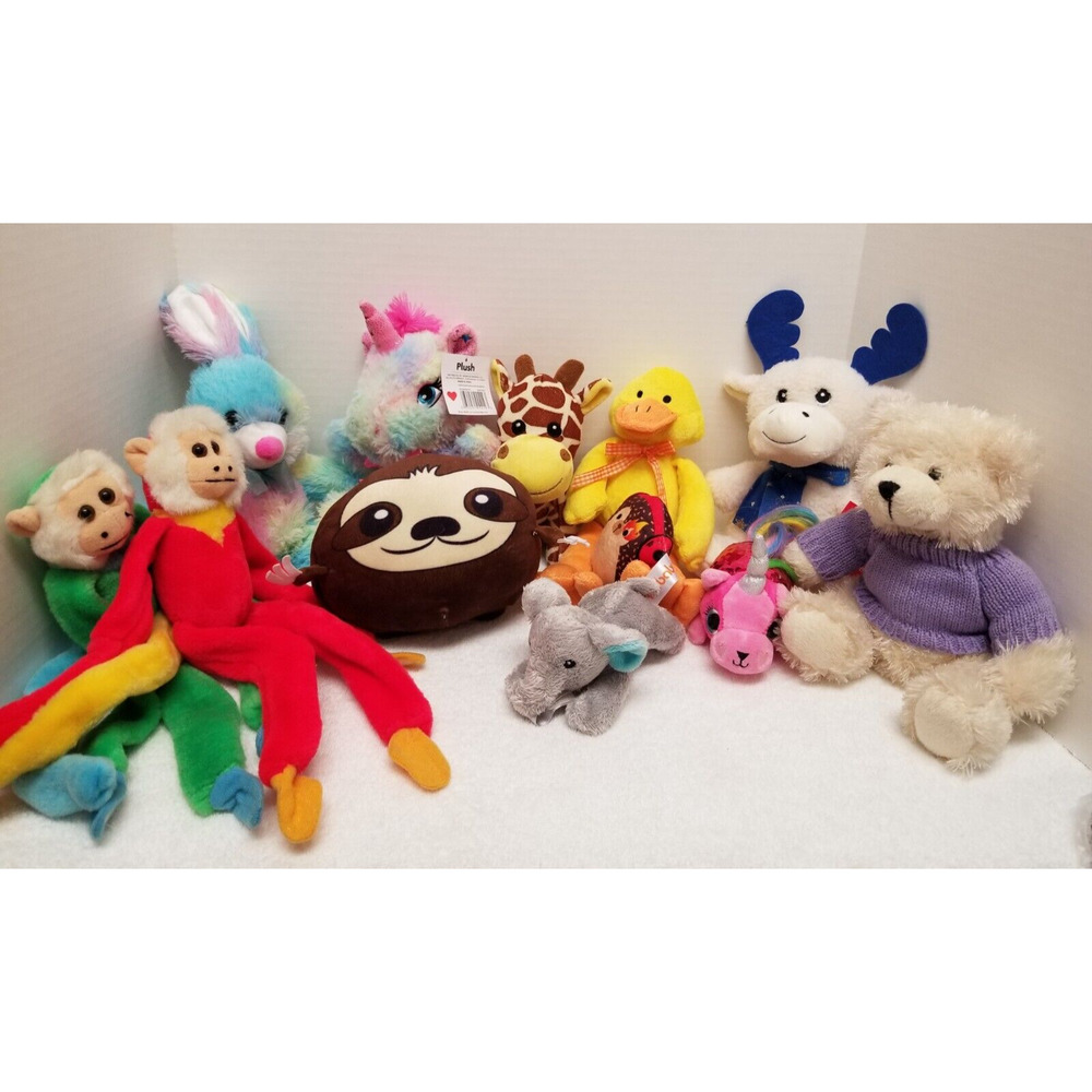 PLUSHIES lot of 8 and more 2-monkeys/bears/rabbit and more Item#307